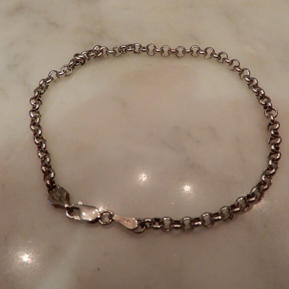 10 Karat White Gold Belcher Chain Bracelet - Picture 1 of 6